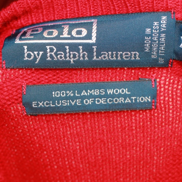 Polo by Ralph Lauren Red Wool V-Neck Sweater (XL) - Picture 5 of 5